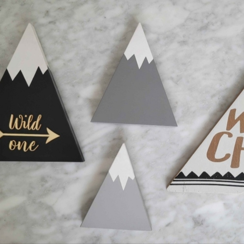 Gray and White Mountain Wall Decor Wild Child Nursery Kids Room